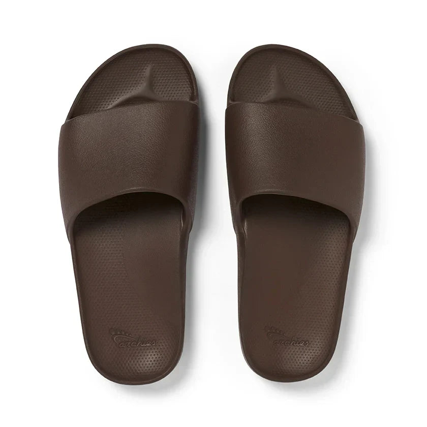 Brown Slides with Classic Arch Support