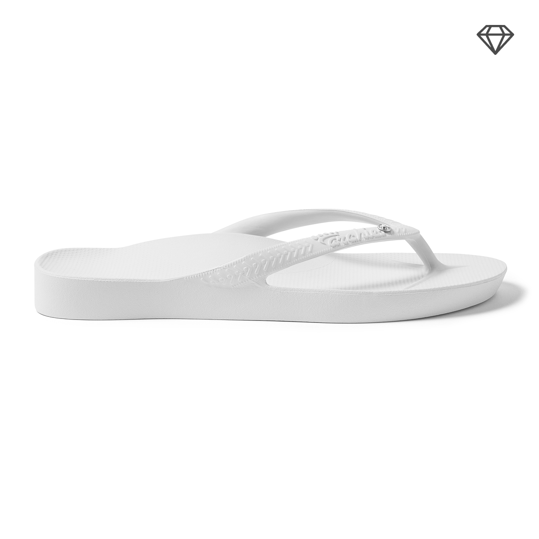 Crystal Arch Support Flip-Flops in White