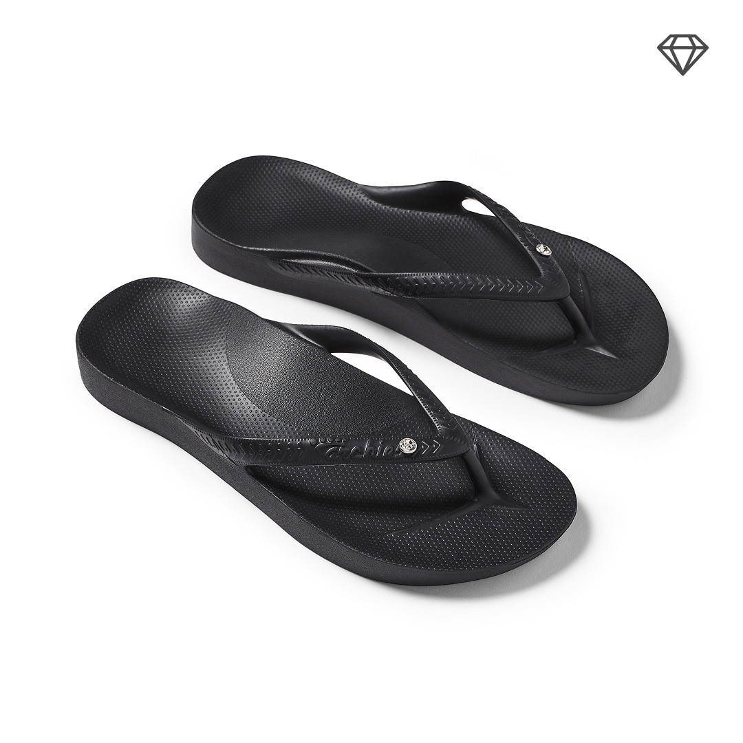 Crystal Arch Support Flip-Flops in Black