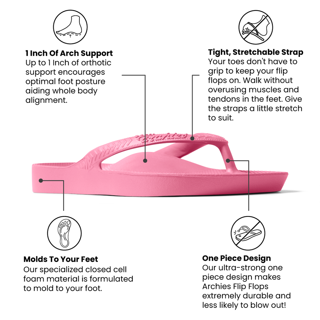 Arch Support Flip Flops - Classic - Hot Pink